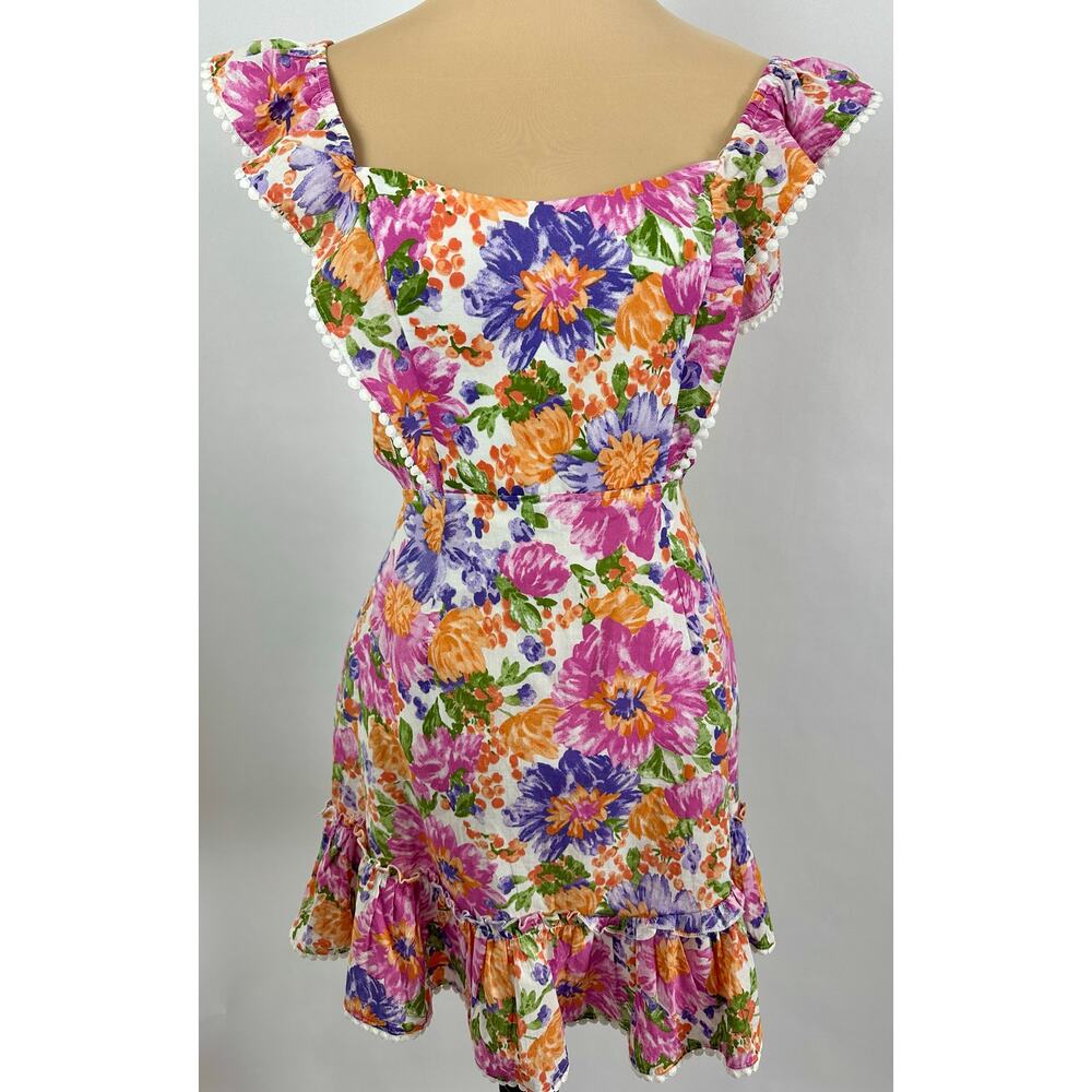 Hello Molly Floral Ruffle Mini Dress Backless Coquette Festival Boho Size 8 - Picture 4 of 16